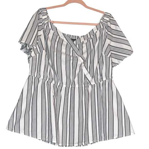 5 for $40 SALE! Lane Bryant Off The Shoulder Gray White  Cinched Waist Tunic 16 - Picture 1 of 9